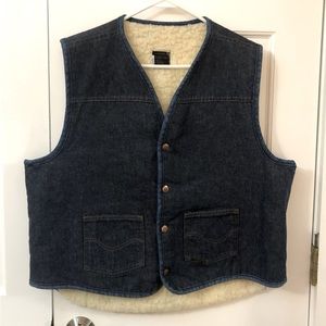 SOLD Sears Denim Roebuck Vest Men’s XL Sherpa-Lined Like New